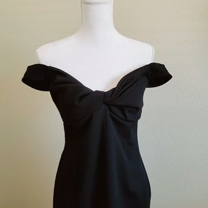 NWOT Black Bardot Twist Front Midi Dress